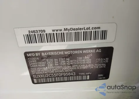 2015 BMW X6 xDrive35I z USA, uszkodzony, nr VIN 5UXKU2C55F0F95843